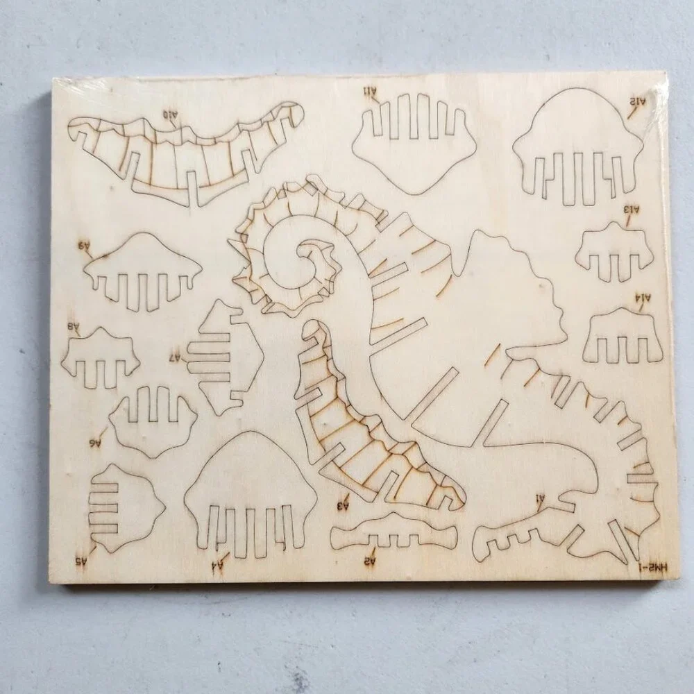NEW 3D Wooden Sea Horse Puzzle Ocean Life Animal Model Kit STEM Crafts DIY Brain